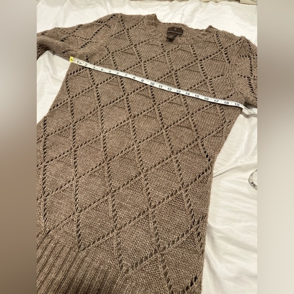 Fenn Wright Manson Woman XL Brown Wool Blend Open Knit 3/4 sweater Dress. - Picture 4 of 12